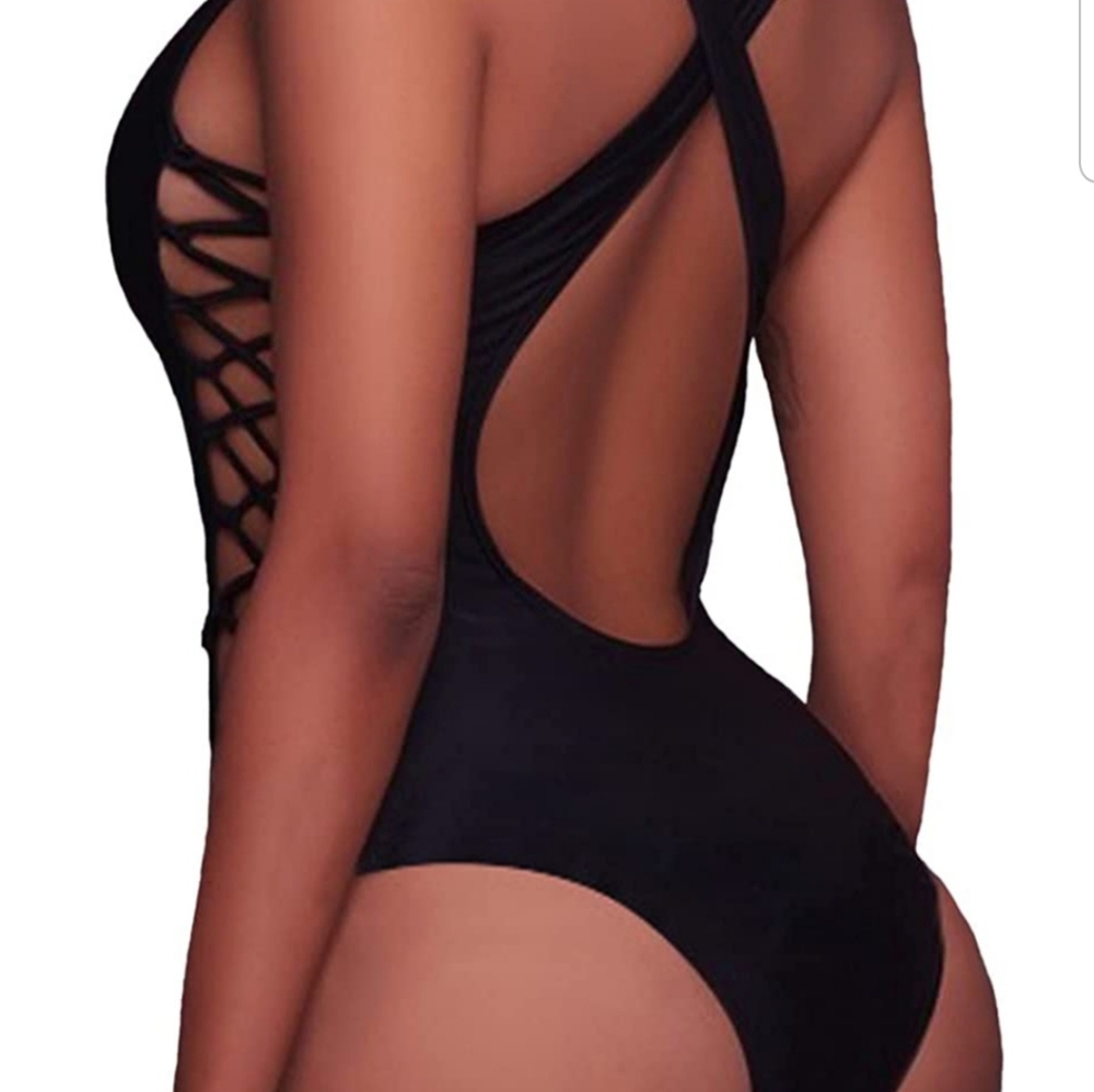 Black Sexy Tied Multi-Wear Deep Bathing Suit - Picture 3 of 3